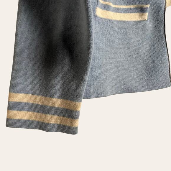 Pendleton Blue White Striped Silk Blend Open Cardigan Sweater Size PS - Picture 4 of 9